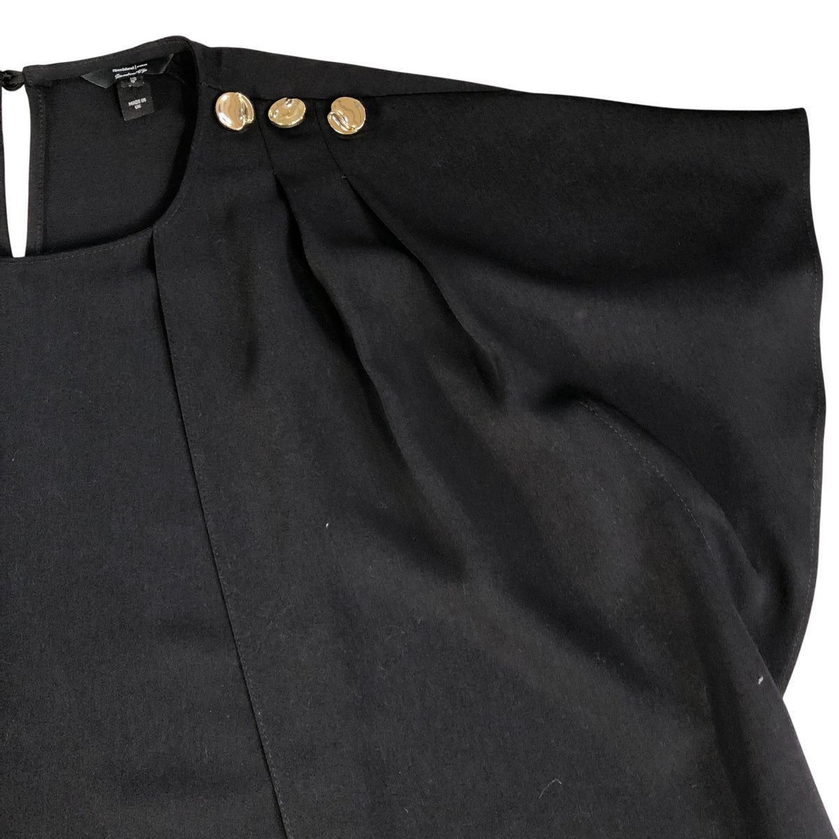 River Island UK12 Women's Black Short Sleeve Top with Button Detail