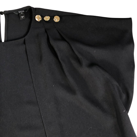 River Island UK12 Women's Black Short Sleeve Top with Button Detail