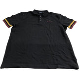 Ben Sherman Heavy Textured Polo Shirt Size Large Black With Contrast Stripes