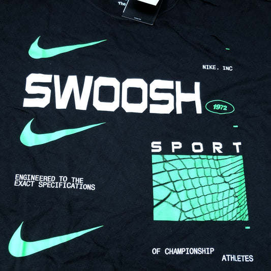 Nike Swoosh Loose Fit T-Shirt Black Sport Graphic Tee Size M