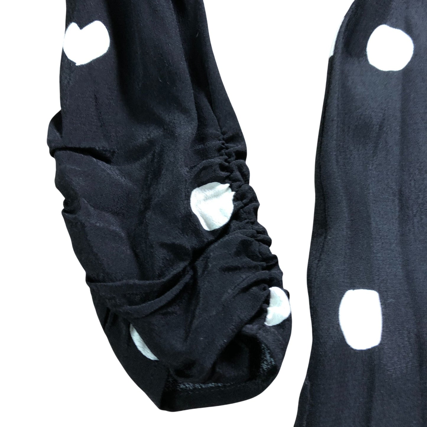 Polka Dot Maxi Dress UK8 Women's Long Sleeve Flared Hem Black Heart