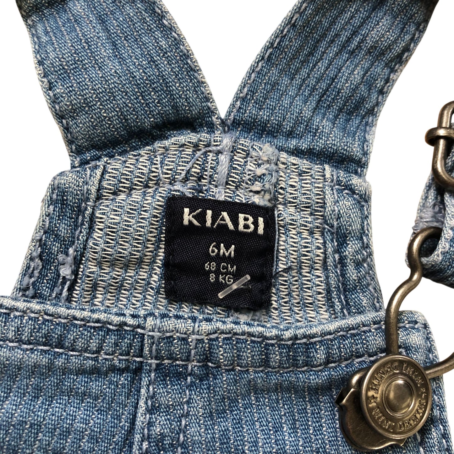 KIABI Baby Dungarees 6 Months Denim Blue Adjustable Strap Cotton