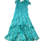 Dress Women's Ruffled V Neck Teal With Gold Foil Detailing UK14
