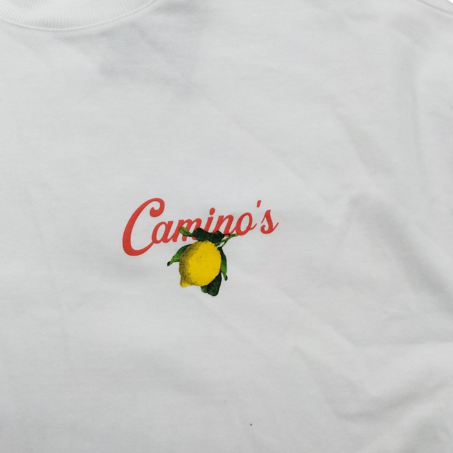 River Island Oversized Fit T-Shirt M Mens White Lemon Logo Casual Top