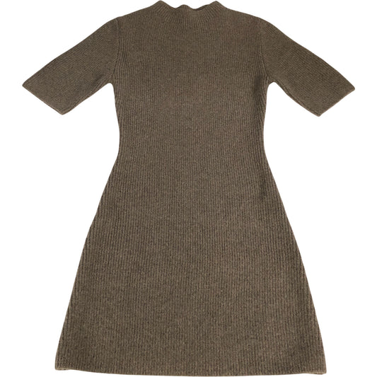 River Island Women's Knit Dress UK XS Short Sleeve Ribbed Brown