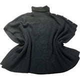 Black Wool Blend Roll Neck Knit Poncho One Size
