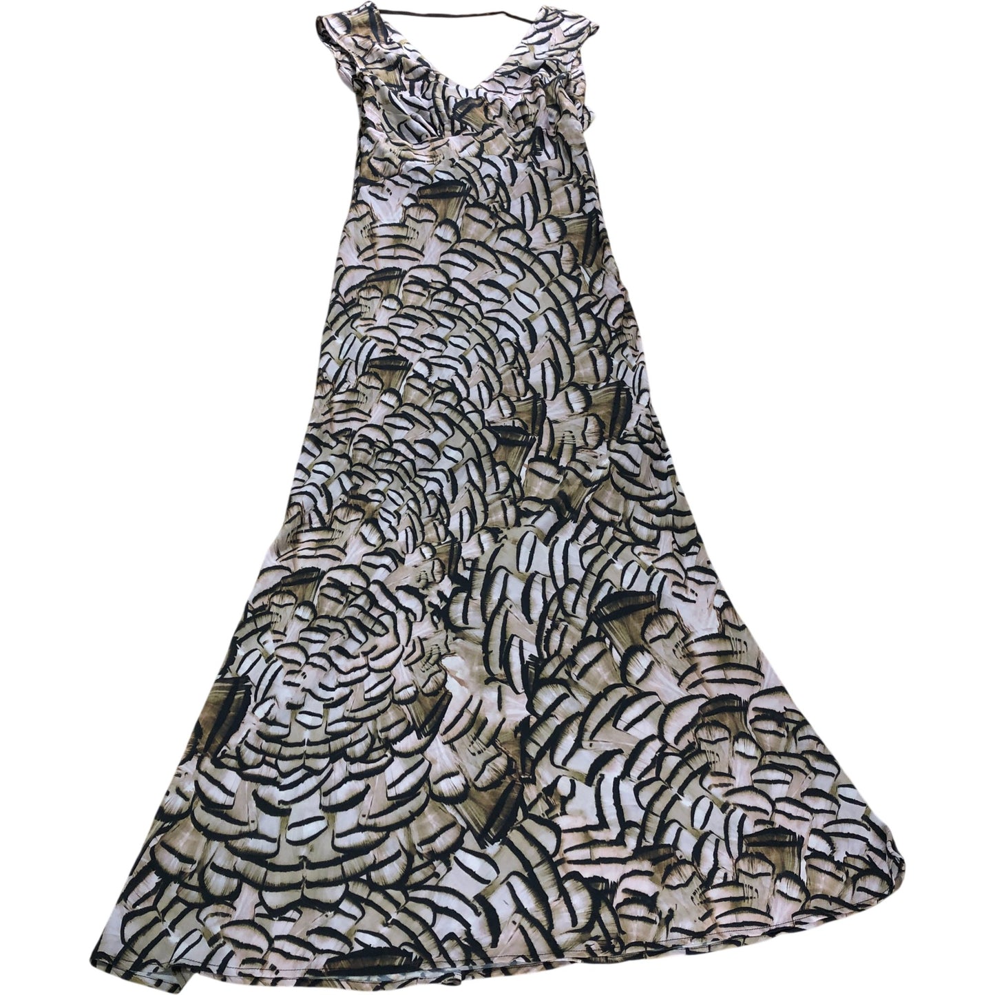 Branded Sepia Plume Print Maxi Dress - Size 10