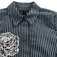River Island Striped Shirt Ladies Blue White Floral Embroidery Size 8