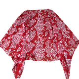 Branded Red Floral Print Blouse Women's Sheer Loose Fit Lightweight UK8