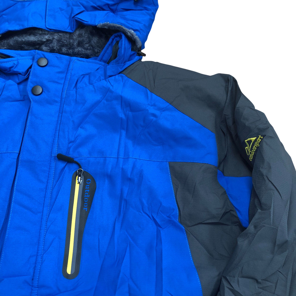 Outdoor Jacket 2XL Men's Blue Insulated Waterproof Snow Coat with Hood