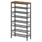 YATINEY SS08BR 8 Tier Shoe Rack Rustic Brown Storage Organizer Shelf