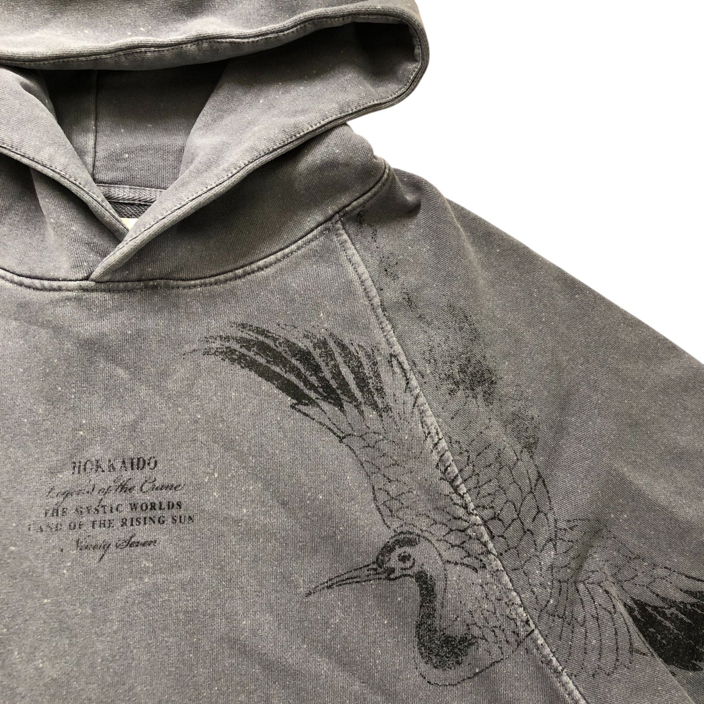River Island Men's Hoodie Grey Casual with Crane Print Size S