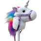 Unicorn Hobby Horse Plush Ride On Toy Rainbow Mane
