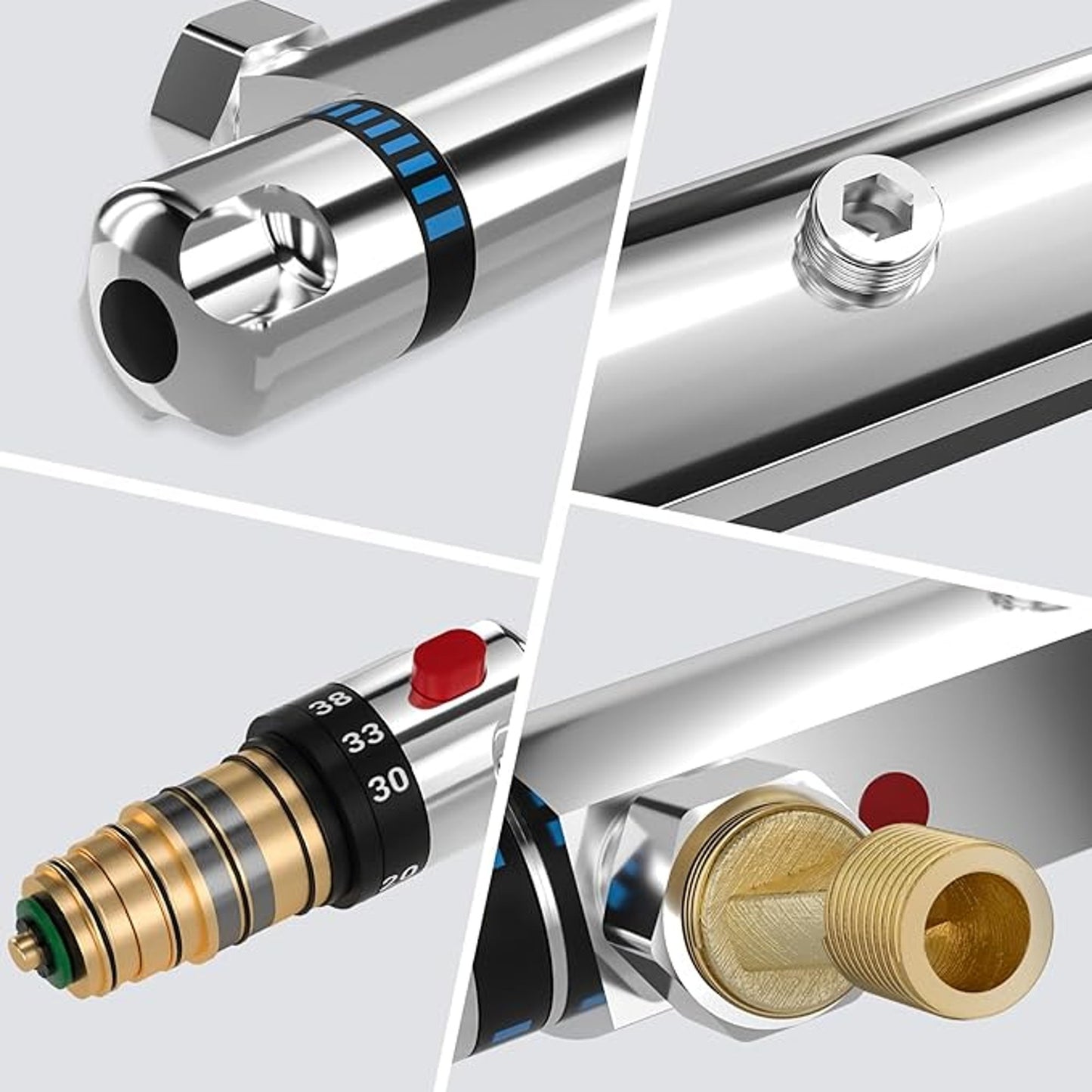 Thermostatic Shower Mixer Valve Chrome Bathroom Shower Control 28cm