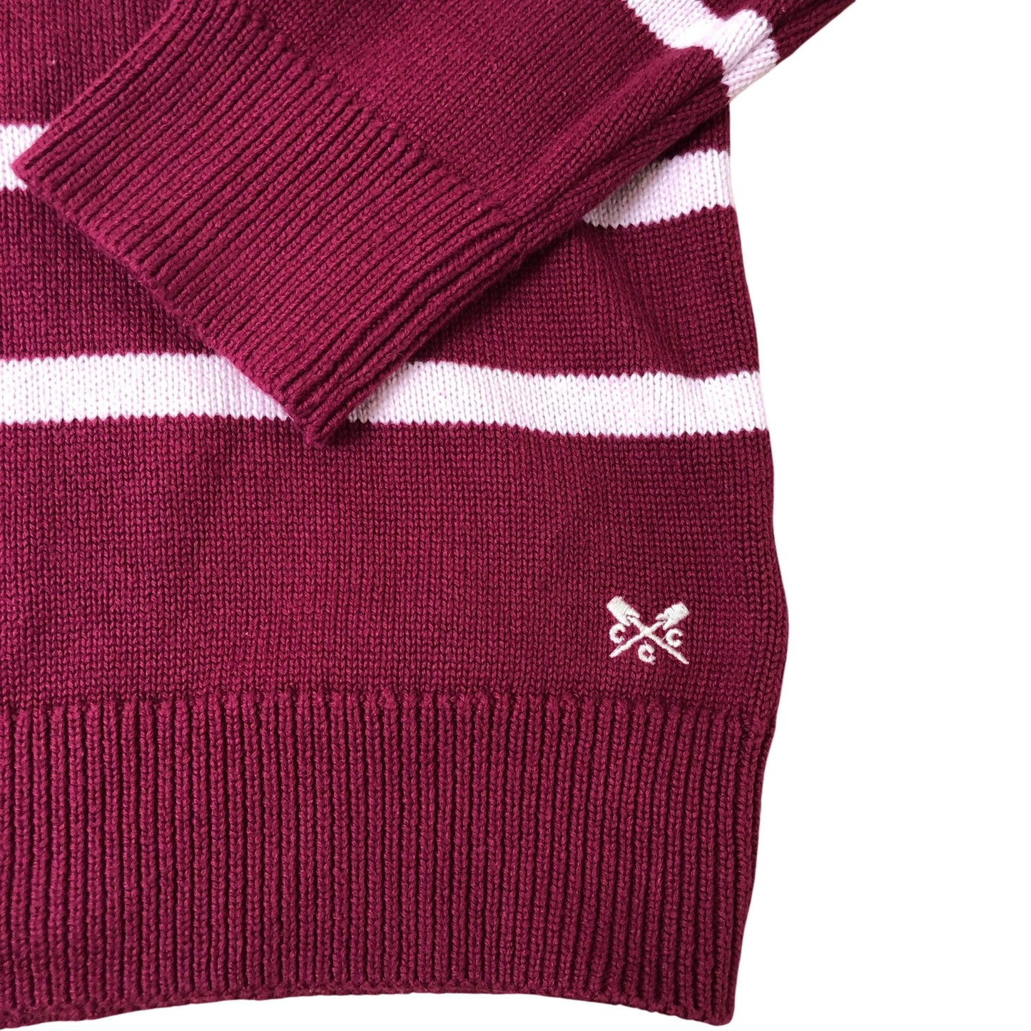 Crew Clothing Company Striped Sweater Size 14 Women's Burgundy Cotton Knit