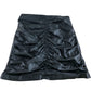 River Island Black Faux Leather Mini Skirt UK8 Women's Ruched