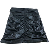 River Island Black Faux Leather Mini Skirt UK8 Women's Ruched