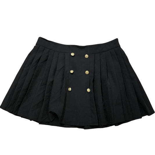 River Island Women's Black Pleated Skirt With Gold Buttons Fashion Size 16