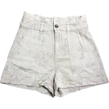 Guess Women's S Embroidered Floral Denim Shorts Casual Summer Style Beige
