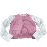 River Island UK8 Women's Pink Layered Ruffle Neck Button Detail Top