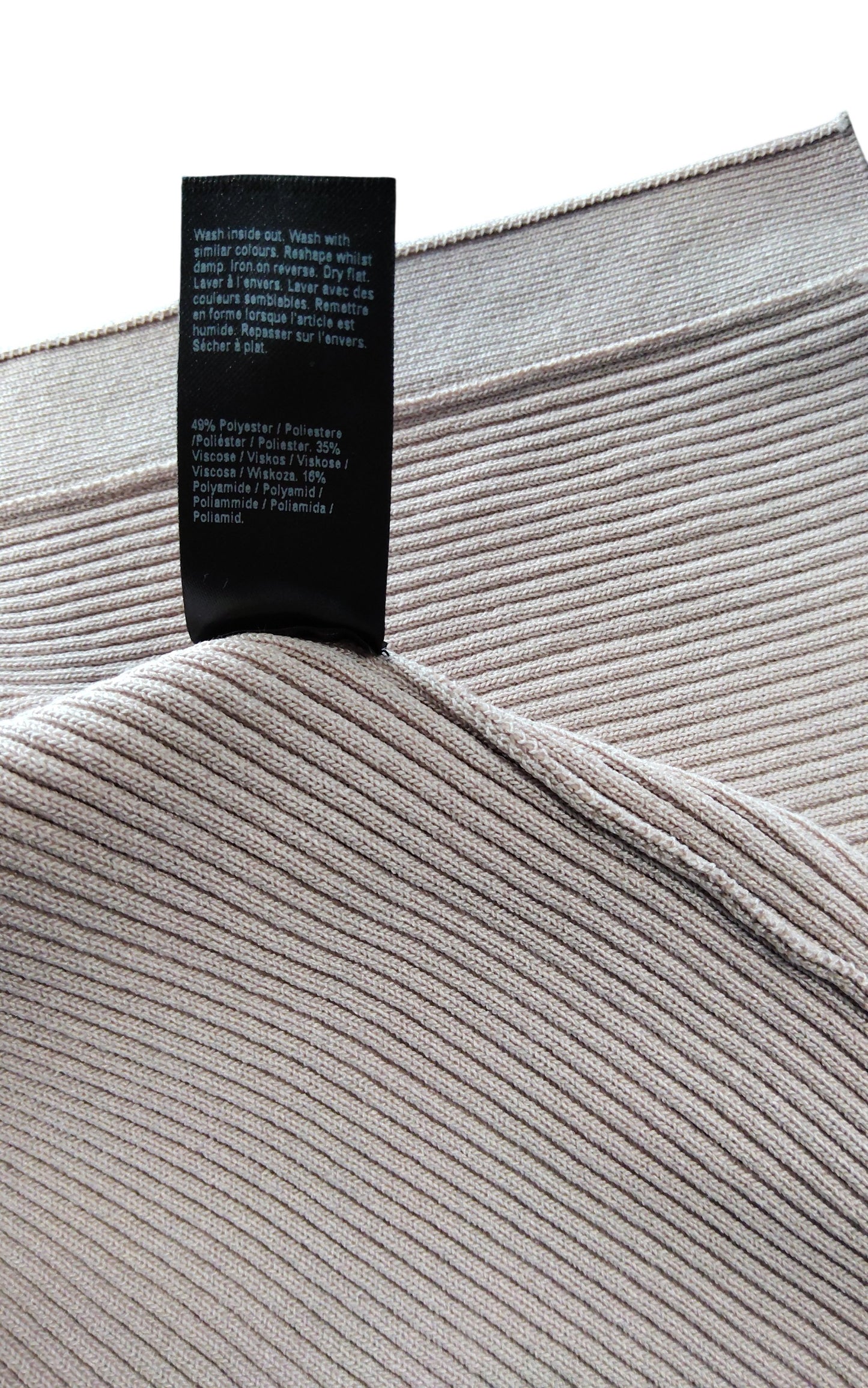 River Island Women's Ribbed Midi Skirt UK16 Blush Pink Button Detail