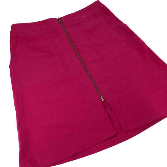 Pink A-Line Skirt Women's Casual Zip Up Cotton Blend UK12