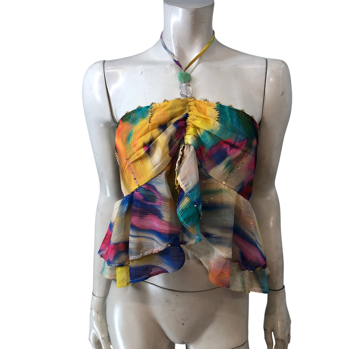 River Island Women's Multicolour Strapless Top UK M Vibrant Design New