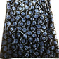 Floral Velvet Dress Women's Black Blue V Neck Puff Sleeve Size