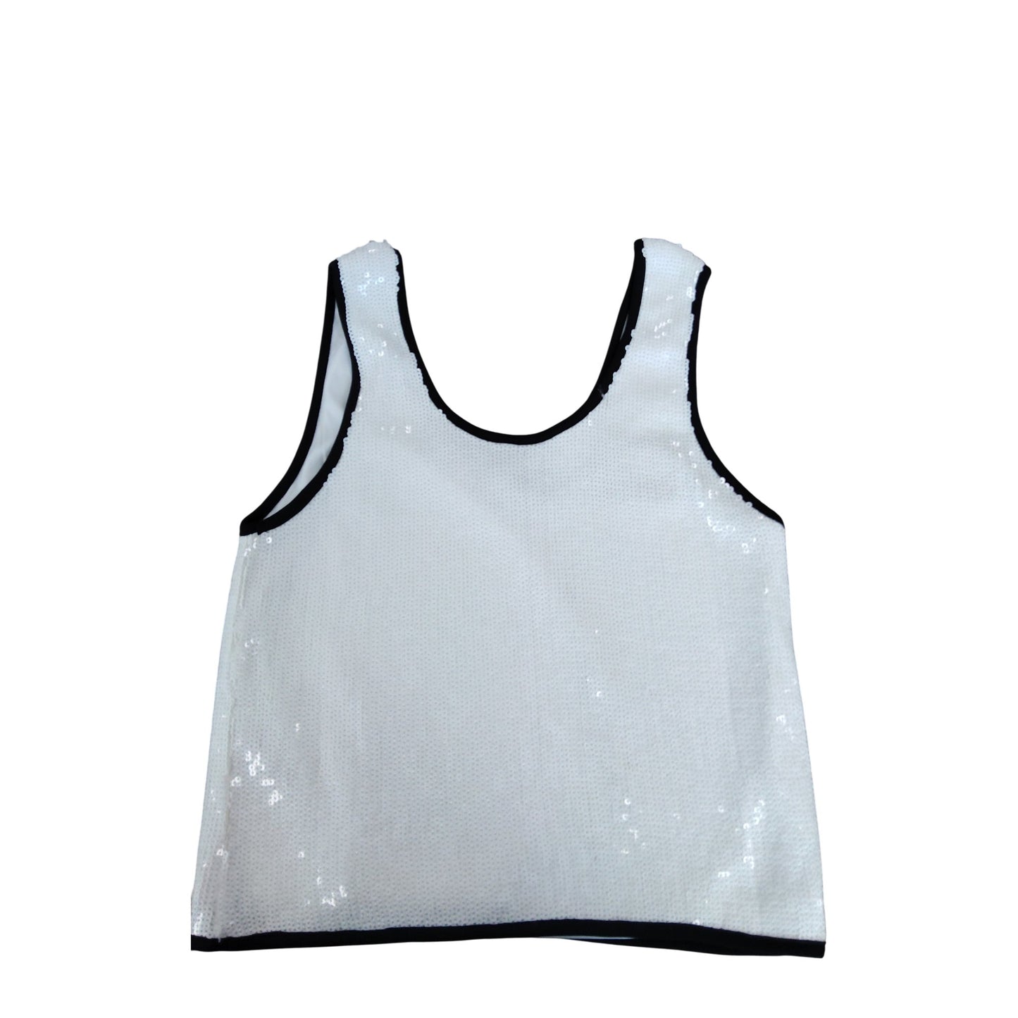River Island Women's Sequin Tank Top UK10 White Sleeveless Party Wear