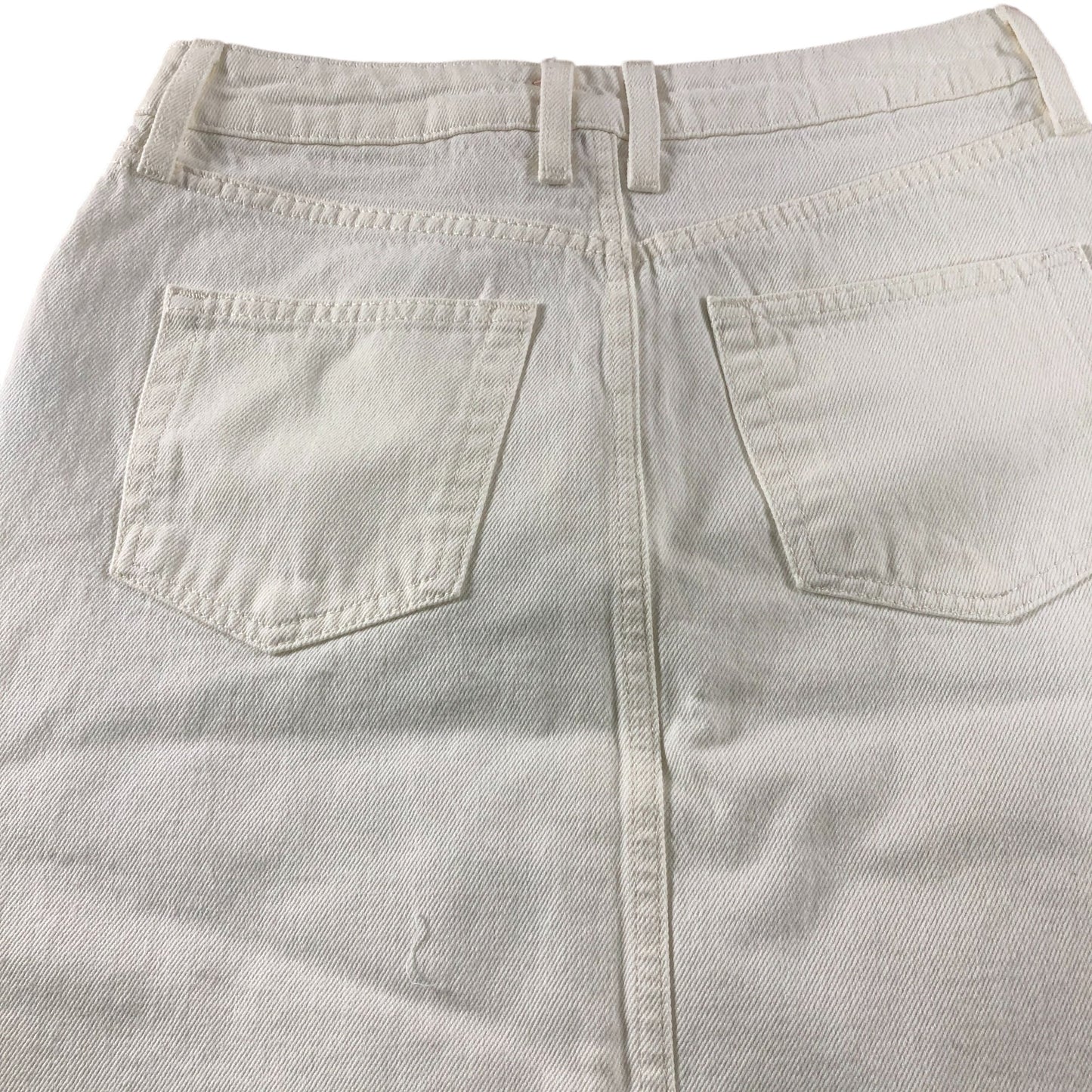 River Island UK6 Women's White Denim Midi Skirt High Waisted Split Hem