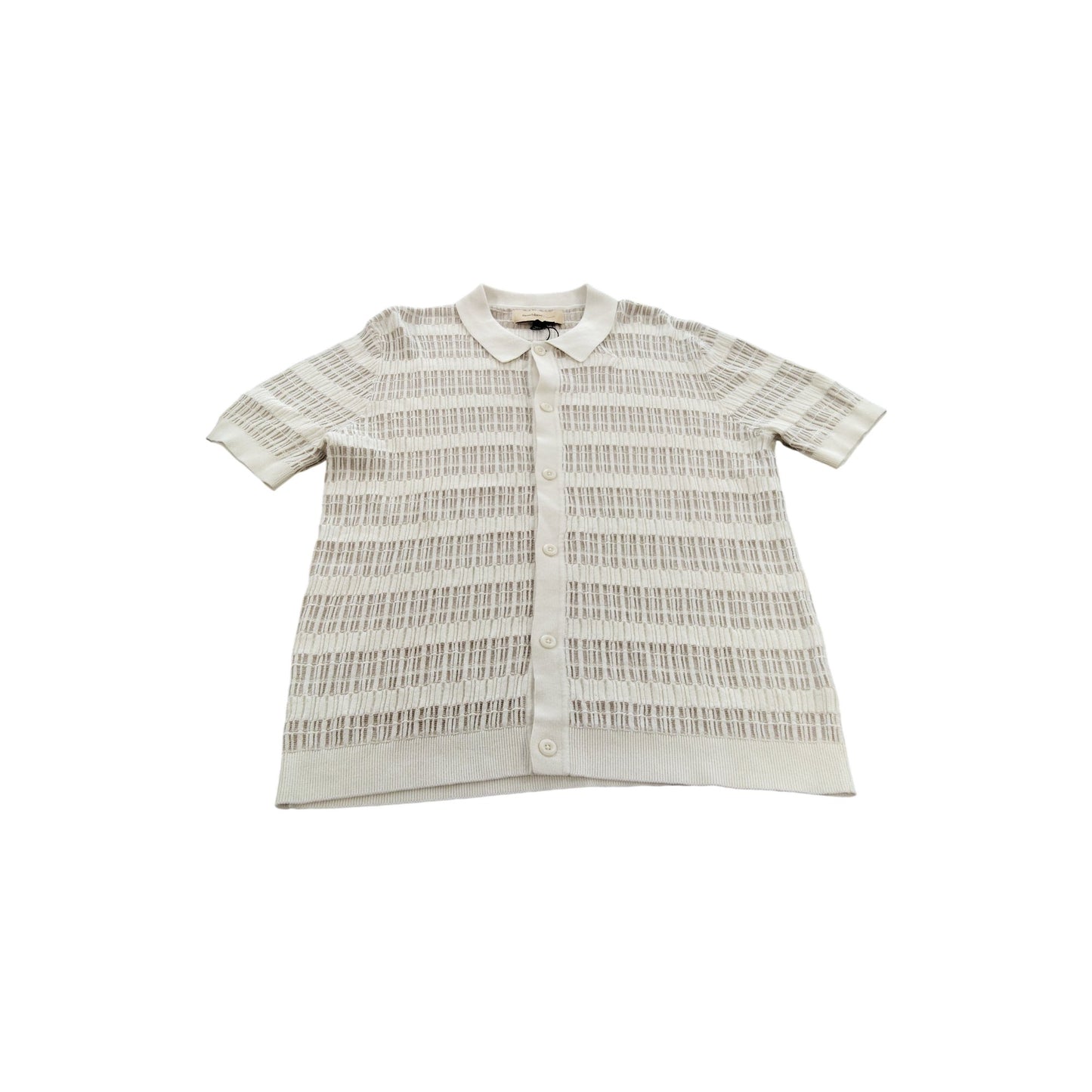 River Island Short Sleeve Cardigan UK XL Knitted Cream Striped Style