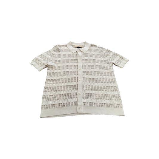 River Island Short Sleeve Cardigan UK XL Knitted Cream Striped Style