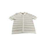 River Island Short Sleeve Cardigan UK XL Knitted Cream Striped Style