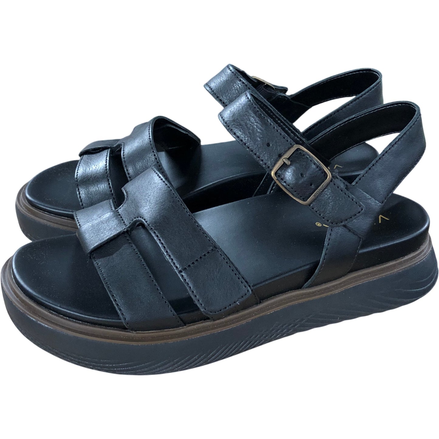 Vionic Solana Sandals UK8 Women's Black Platform Strappy Comfort Shoes