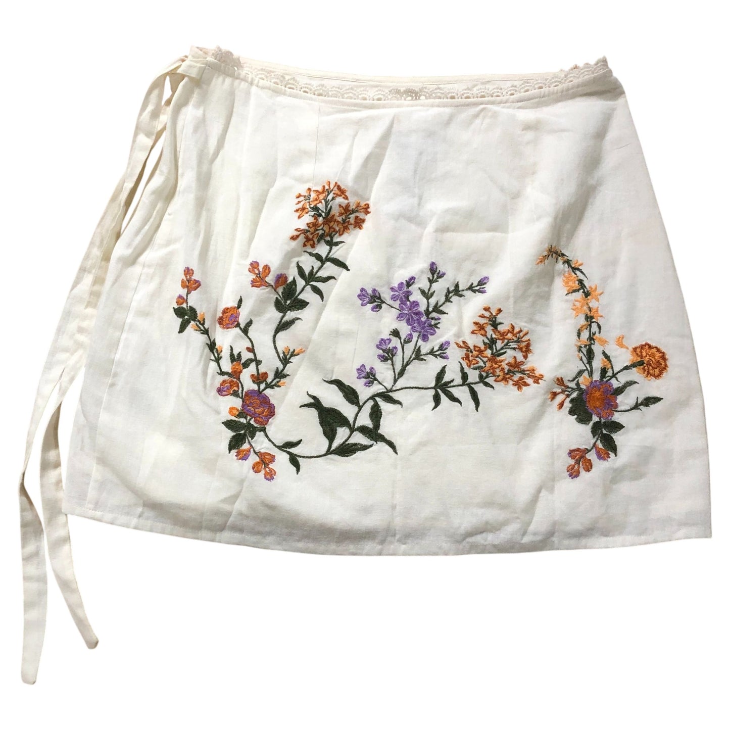 River Island Embroidered Skirt Women's Floral Cream Size 12