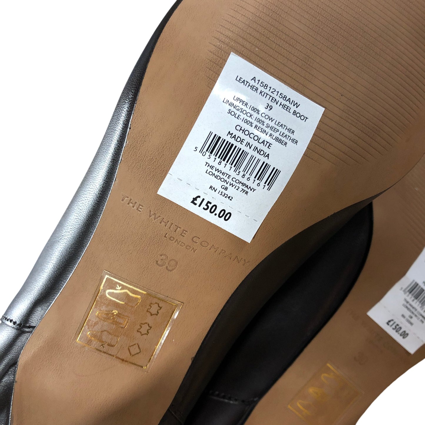 Branded Chocolate Women's Leather Kitten Heel Boots Size UK 6