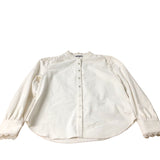 Blouse Women's White Long Sleeve Cotton Blend Button Detail Large