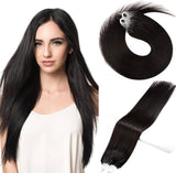 Kun Na Hair Extensions Micro Ring 20 Inch 1B# 100% Human Hair 0.5g Thick