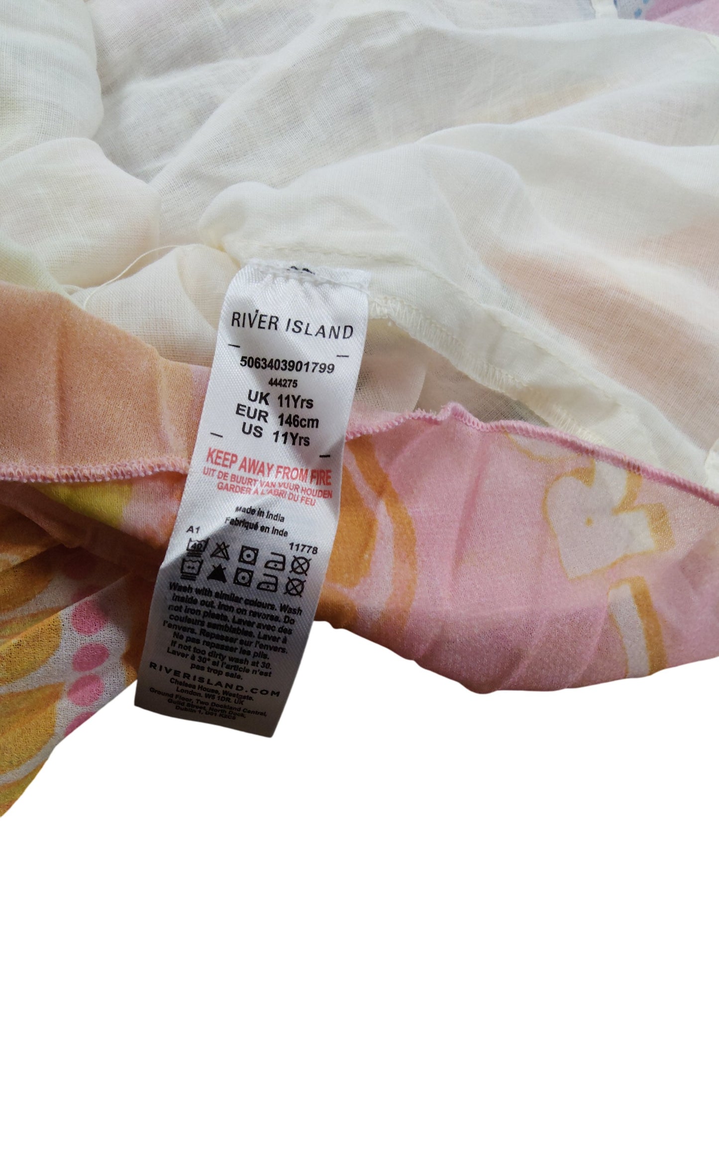 River Island Girls 11 Years Multi Colour Printed Sundress Holiday Dress