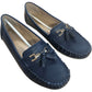 Meckiss Loafers Women Comfy Flats Size UK 7.5 Navy Blue Leather Upper