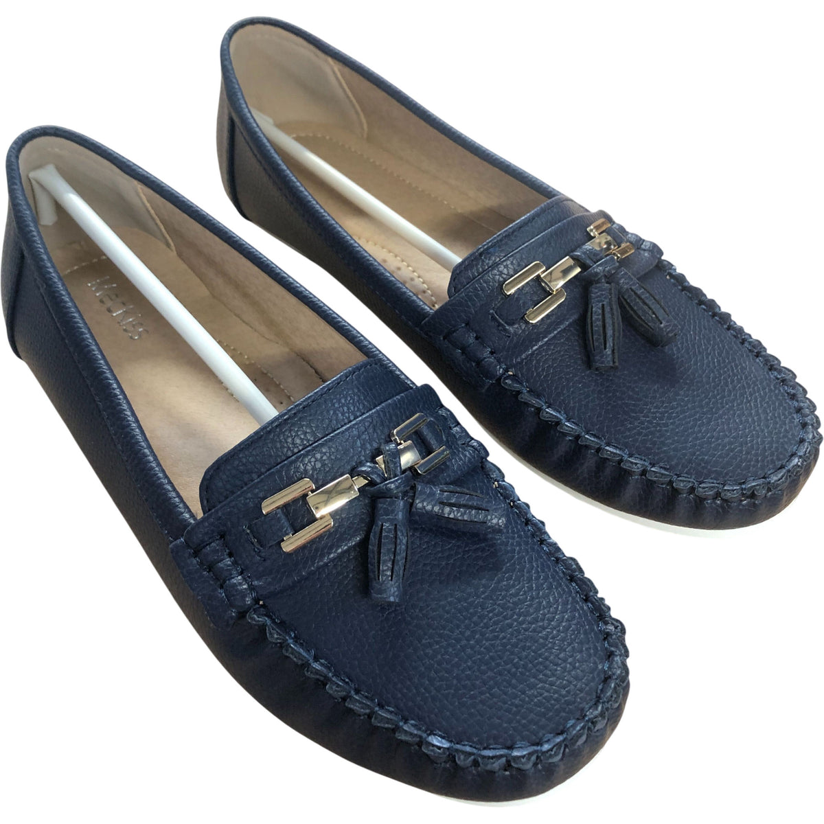 Meckiss Loafers Women Comfy Flats Size UK 7.5 Navy Blue Leather Upper