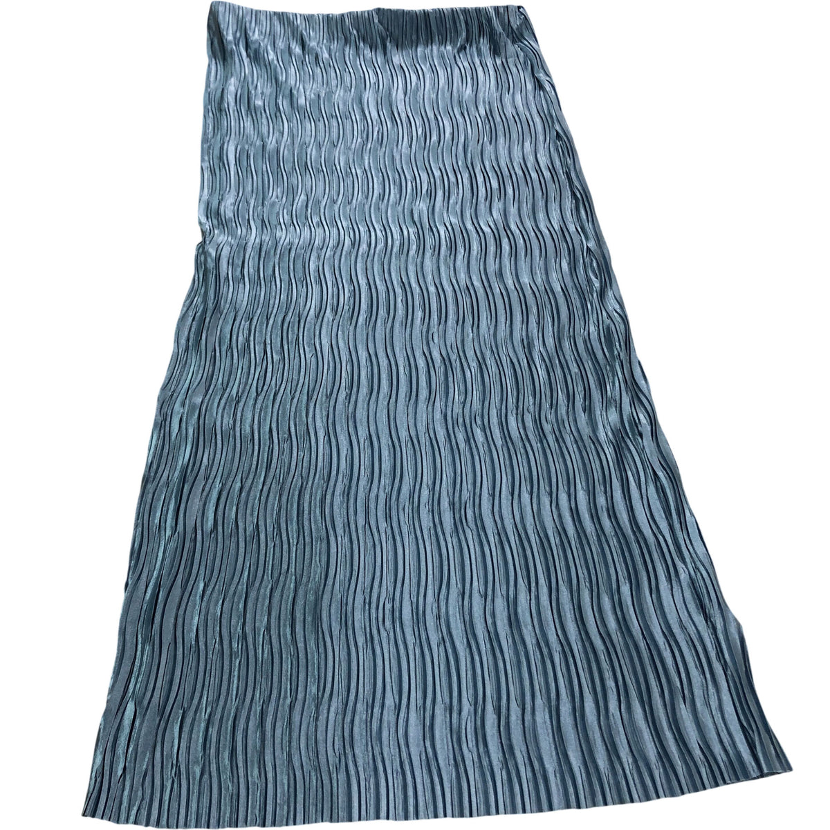 River Island  Pleated Midi Skirt UK12 Women's Blue 100% Polyester Wave Pattern