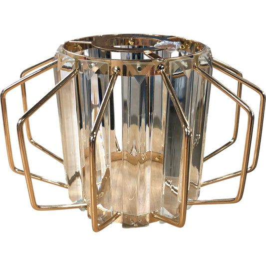 Elegant Decorative Glass Lamp Shade Max 42W Golden Metal Trim Design 4.5" x 4"