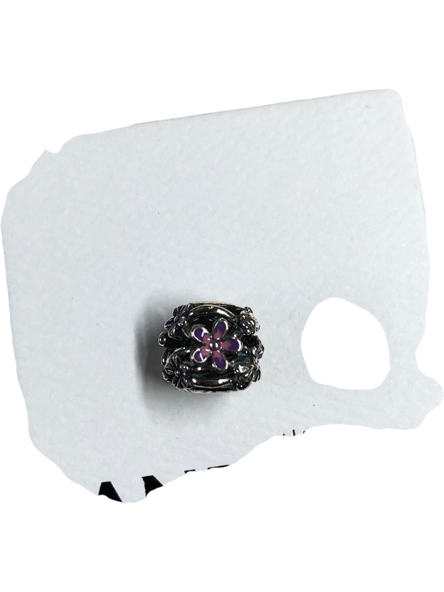 PANDORA Floral Charm 798772C02 Silver With Purple Enamel Accessory