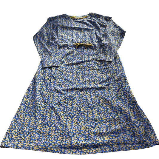 Blue Floral Print Long Sleeve Dress UK Size 8 Women's Casual Fashion