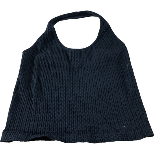 River Island Top M/L Women's Black Waffle Halterneck Top