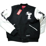 Peanuts Snoopy Varsity Jacket XL Joe Cool Black White Sleeves