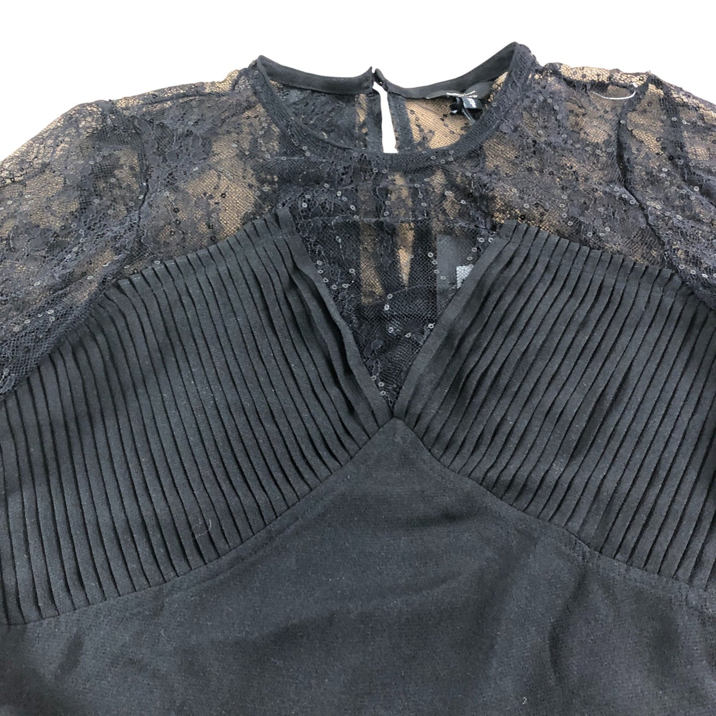 River Island Women's Black Lace Blouse Top Long Sleeves Size 10