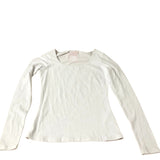 Long Sleeve Top Women's White Cotton Blend Round Neck UK10