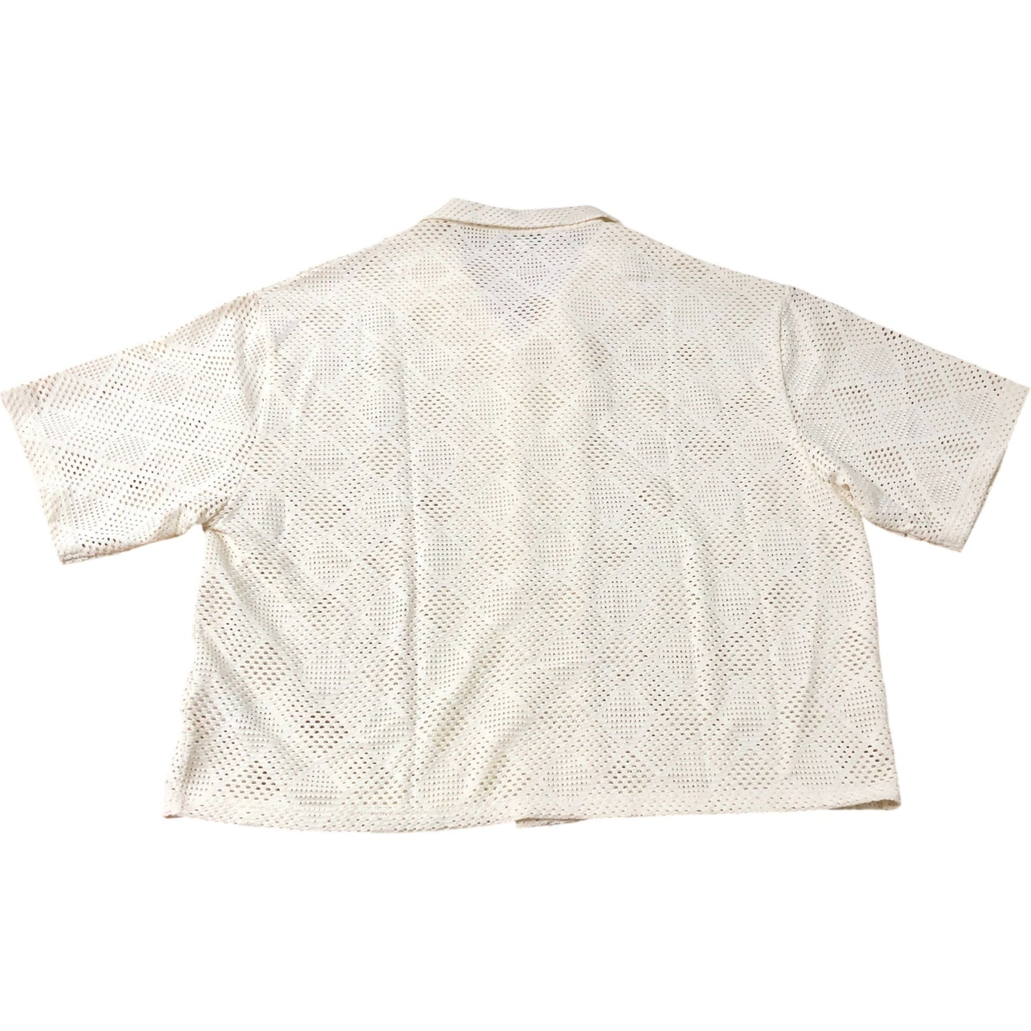 River Island Men's XL Cream Short Sleeve Open Weave Shirt Casual Top
